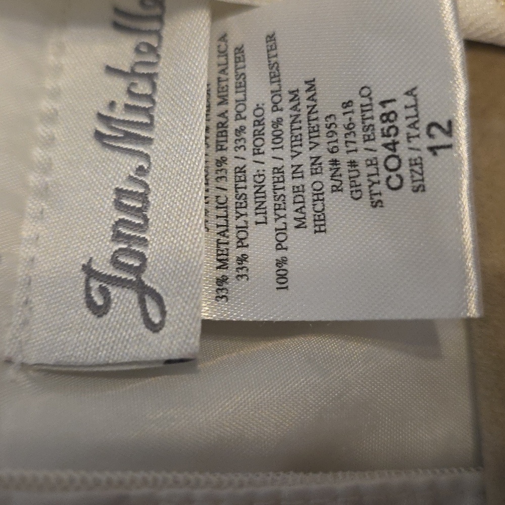 Jona Michelle Girls Cream/Gold Sequin Dress Christmas Ties Button Back Sz 12 EUC - Picture 2 of 11